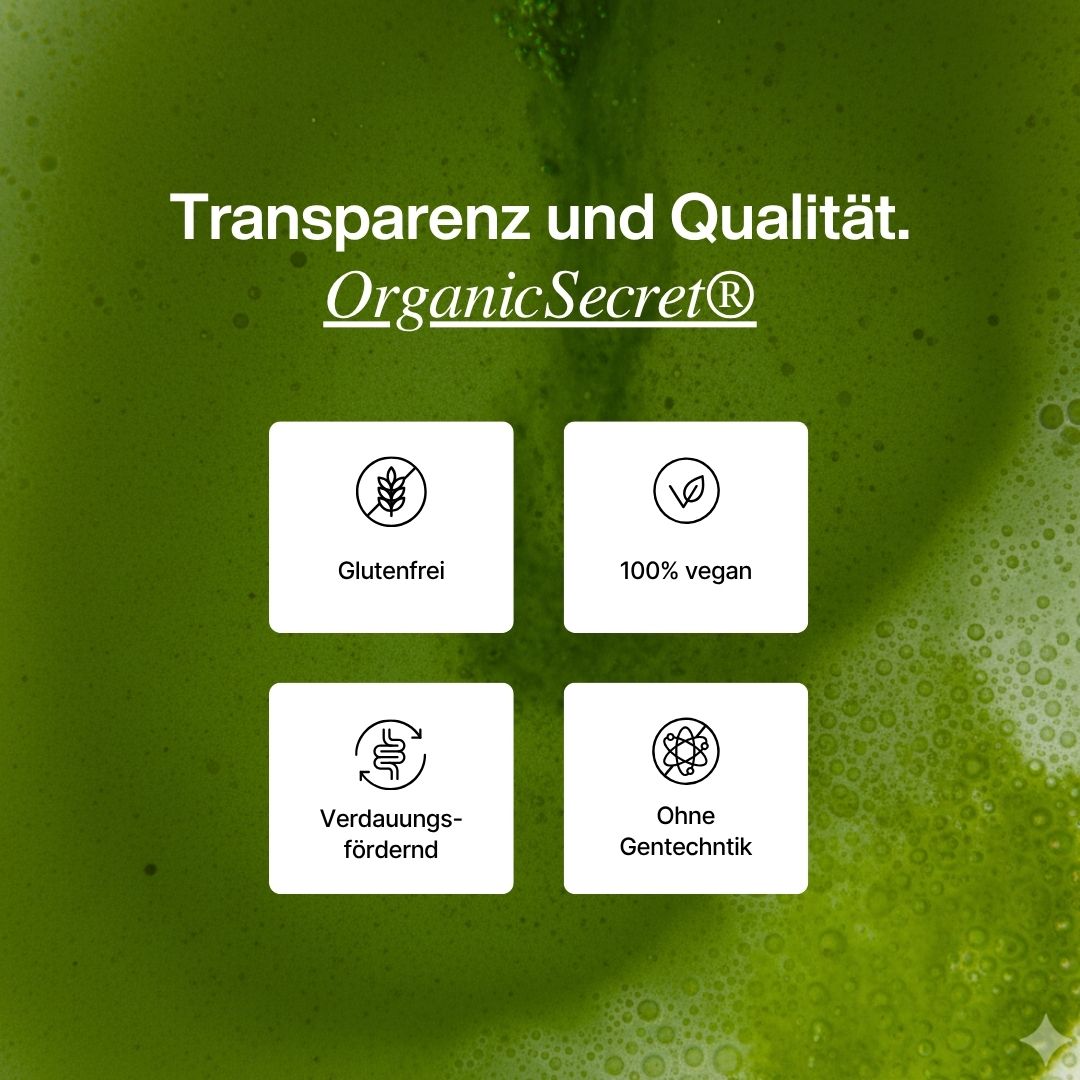 OrganicSecret Sea Moss ist glutenfrei, 100% vegan, verdauungsfördernd und ohne Gentechnik