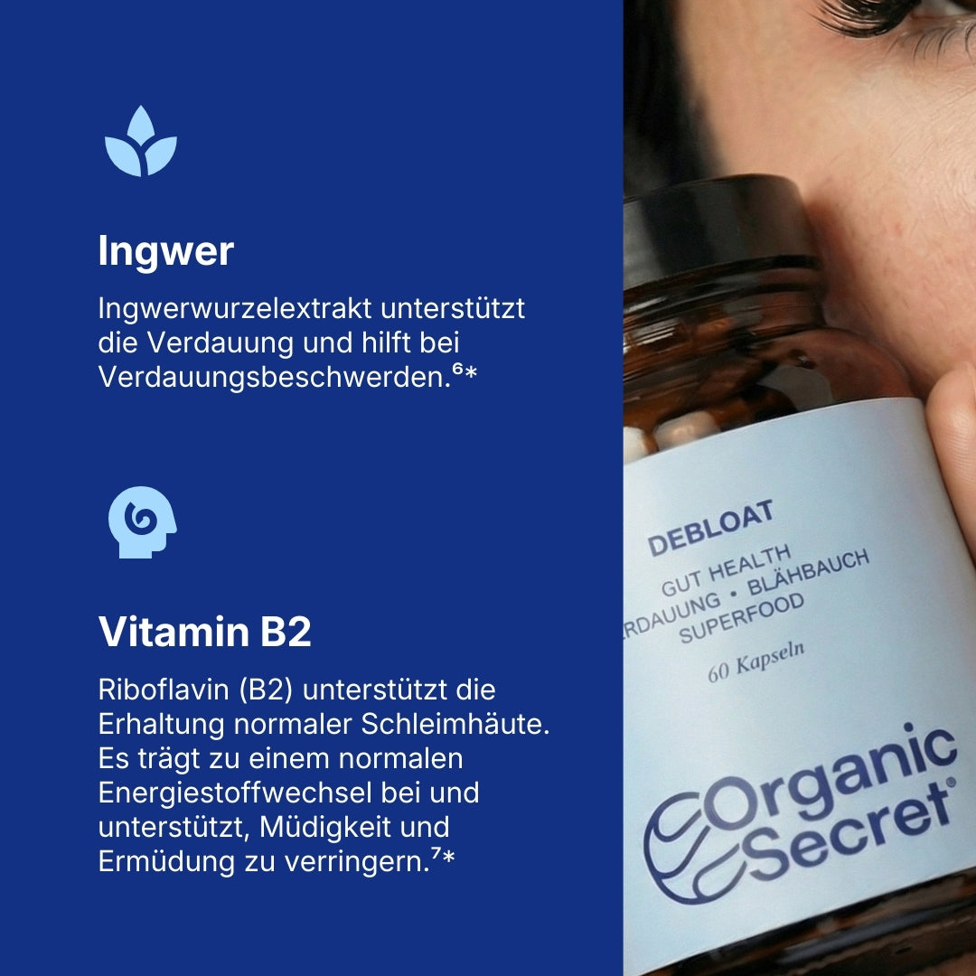 Verdauungsprobleme loswerden mit Ingwer und Vitamin B2 für die Schleimhäute