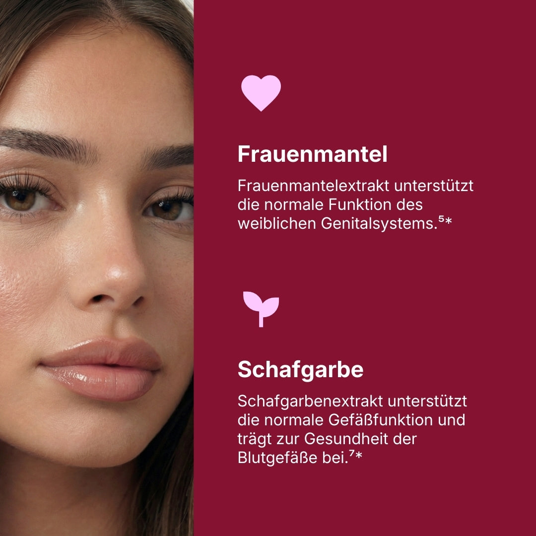 Frauenmantel und Schafgarbe während des weiblichen Zyklus